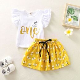 -2020 Mode Nette Neugeborene Kleinkinder Baby Kleidung Sets Mädchen 1. Geburtstag Tops T-Shirt + Tutu Rock Kleid Prinzessin Outfits Größe 0-24M