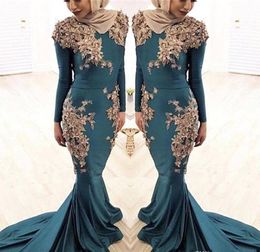 2019 Cheap Muslim Evening Dress Mermaid Long Sleeves Holiday Women Wear Formal Party Prom Gown Custom Made Plus Size