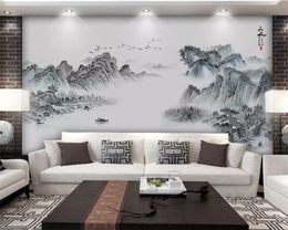 Beibehang Custom wallpaper Chinese artistic conception abstract ink landscape living room bedroom TV background 3d wallpaper