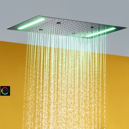 Rain And Atomizing Bathroom Shower Head 100V~240V Alternating Current LED Touch Screen Control Bath Top Shower Mixer Faucet Set