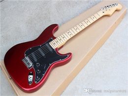 Red Electric Guitar with Black Pickguard,SSS Black Pickups,Maple Neck,Chrome Hardwares,offering customized services