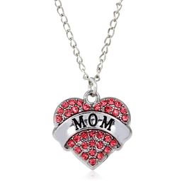 Pretty Necklaces Pendant Fashion Crystal Rhinestone Heart Mom Mum Daughter Sister Pendant Necklace Family Gifts Pendant Necklaces