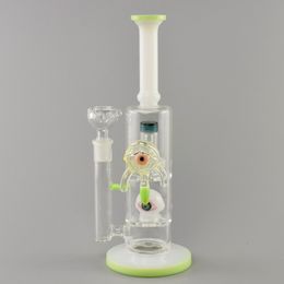 11inches tall Hookah white jade light green bottom 14mm female joint with eyes fitting glass water pipe