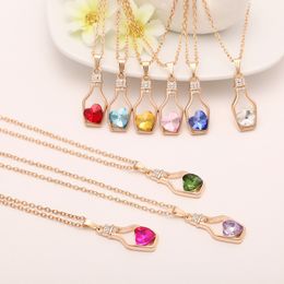 Wholesale-fashion vision trendy crystal pendant necklace bottle heart necklaces 17 Colours for options Jewellery model no. NE935