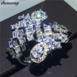 choucong Unique Flower Promise Ring 925 Sterling Silver 5A cz Party Wedding Band Rings For Women Bridal journey Jewelry Gift