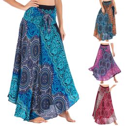 Elegant 2019 New Sexy Women Long Hippie Bohemian Gypsy Boho Flowers Elastic Waist Floral Halter Skirt Falda Corta Best Selling