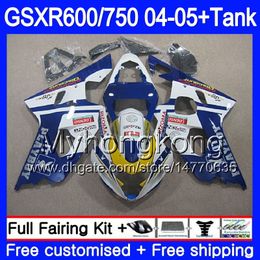 Bodys +Tank For SUZUKI GSXR 750 GSXR 600 GSXR-750 GSX-R600 2004 2005 295HM.38 GSX R750 K4 GSXR600 04 05 GSXR750 hot sale blue 04 05 Fairing