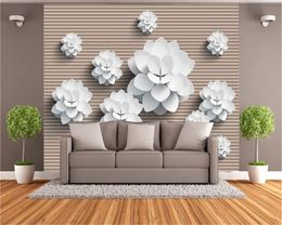 3d Photo Wallpaper HD Stereoscopic White Flower Living Room Bedroom Background Wall Decoration Mural Wallpaper