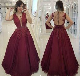2020 Sexy Long dark Red Prom Dress Burgundy Backless Sleeveless Evening Party Gown Custom Made Plus Size Prom Dress Elegant Ballgown