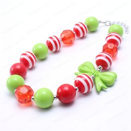 Green+Red Color Baby Kid Chunky Necklace New Christmas Girl Kids Bubblegum Chunky Bead Necklace Children Jewelry