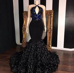 Fashion Designer Prom Dresses Halter Sequins 2019 New Luxury Mermaid Evening Dresses Sweep Train Satin Cocktail Party Gowns