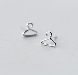 Stylish Small Hangers Ear Stud Silver Alloy Personalized Girls Birthday Gifts Punk Jewelry Coat Hanger Studs Earrings