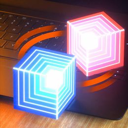 Magic rainbow LED flashing light square Speaker Portable trending music sound box 3D stereo boombox cube subwoofer TF card hands-free Mic