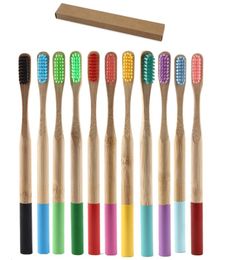 Bamboo escova de dentes descartável Adulto alça redonda de bambu escova de cerdas macias Ferramentas fibra de bambu escova Hotel Hostel acessórios