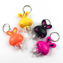 100pcs/Lot New Plastic Led Rabbit Keychains Lovely Rabbit Keyrings With Flashlight For Gifts Animal Key Chain Ring Free Shipping By Dhl