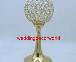 New style hot sale gold Centrepiece tall crystal cylinder candelabra gold for weddings decor0908
