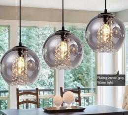 modern bried glass ball pendant light fixture fashion DIY home deco living room crystal E14 LED bulb pendant lamp MYY