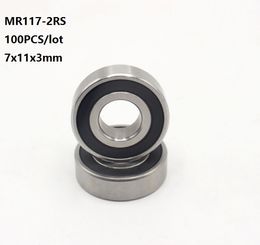 100pcs/lot MR117-2RS MR117RS MR117 RS 2RS 7x11x3mm Thin tube Mini Deep Groove Ball Bearing 7*11*3mm 677-2RS