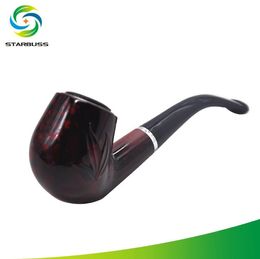 New Classic Wood Pipe with Leaf Cover, Long Handle and Flat Nozzle