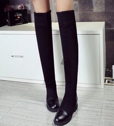 Size 35-43 Autumn Boots Women's high-quality shoes elastic material platform women boots new knee high boot with height