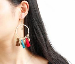 new hot Popular boho ethnic wind earrings tassel pendant large circle beads earrings fashion classic refined elegance