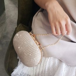 Golden Evening Clutch Bag Women Bags Wedding Shiny Handbags Bridal Metal Bow Clutch Bags Chain Shoulder Bag216R