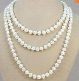 Time 8-9mm white pink black natural freshwater pearl necklace 50 "at factory price wholesale women gift word jewelry