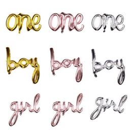 One Boy Girl Script Foil Balloon Baby Shower 1st Birtdhay Party Decorations Gender Reveal Balloon Banner Decoration QW9708