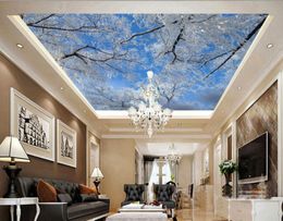 Modern Wallpaper 3D Wall Murals For Living Room Ceiling Mural Winter sky, frozen tree, snowflakes Custom Wallpaper Photo Wall Paper 3D