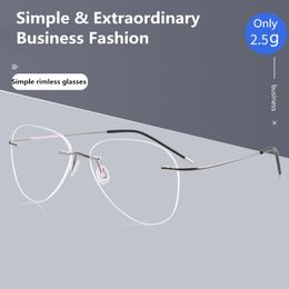 Wholesale-Pilot Ultra-light Memory Titanium Rimless Aviation Myopia Eyeglasses Optical GlasFrame Men Spectacle Prescription Eyewear