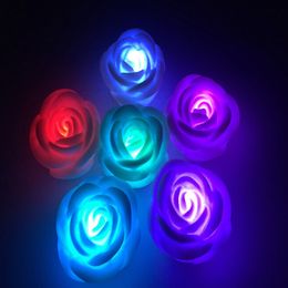 Rose Flower LED Light Night Changing 7 Colors Romantic Candle Light Lamp High Quality Festival Party Decoration Light