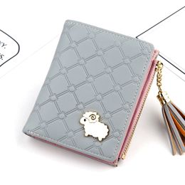 Ladies short wallet new Korean version of the cartoon coin purse lamb hardware tassel small card package