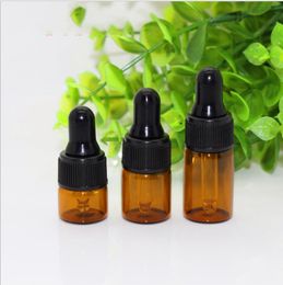 1ml Amber Glass Dropper Bottle Essential Oil Display Vials Small Serum Perfume Brown Sample Test Bottle