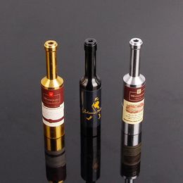 Creative Big Red Wine Bottle Metal Pipe Pure Colour Removable Filtration Aluminium Alloy Pipe
