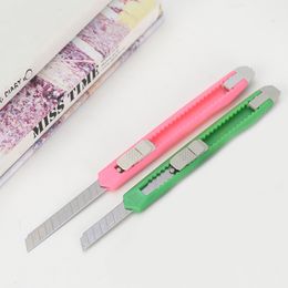 Solid Colour Mini Portable Utility Knife Paper Cutter Cutting Paper Razor Blade School Home Office Stationery Supplies Art Craft BH2522 CY