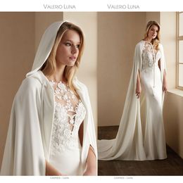 Elegant Valerio Luna Mermaid Wedding Dresses With Jacket Jewel Sleeveless Lace Applique Wedding Gown Sweep Train robe de mariée