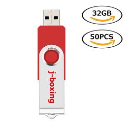 Red Rotating 32GB USB 2.0 Flash Drive Bulk 50pcs Swivel Metal Flash Memory Stick 32gb Thumb Pen Drives Storage for Computer Laptop Tablet