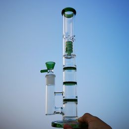 Triple Percolator Bong Glass Water Bongs Comb Perc Straight Tube Water Pipes Birdcage Perc Dab Rigs 18mm Joint Oil Rig HR316