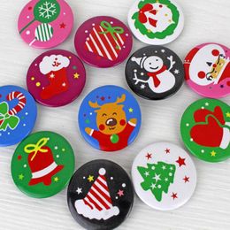 Christmas ID Badge Holiday Party children Favors Santa Claus Snowman XMAS Tree patterns Button brooch Pin new year gift LX8594