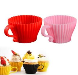 New Soft Round Silicone Cake Mould with Handle Muffin Chocolate Silicone Mould Cupcake Liner Baking Cup Mould Egg Tart Cup