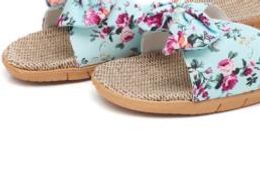 Designer-le Bohemia Bowknot Flax Linen Flip Flops Beach Shoes Sandals Slipper zapatos de mujer