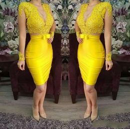 Vestidos Cortos De Noche Amarillos Oferta Online | DHgate.com