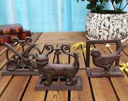 4 Pieces Cast Iron Paper Towel Holder Put on Desk Table Draw Paper Holder Bird Cat Spoon Fork Living Study Room Office Home Pub Bar Decor