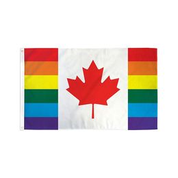 3x5 Canada-Rianbow-Flag 68D Polyester,90% Bleed Digital Printed Polyester Outdoor Indoor Usage Hanging Advertising, Free Shipping