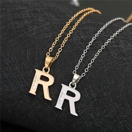 English Alphabet -R gold silver friend Name Letters pendant Necklaces Sign Word Chain Tiny Initial Letter Lucky woman mother men's family gifts Jewellery