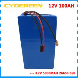 350W 500W 12V 100AH ebike battery Lithium ion battery 12V 100AH for 12V 3S Li ion Battery with 5A charger free shipping