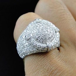 Fashion jewelry Vintage Men Ring Classical Full diamonds Punk designer Rings Rock Silver plated Luxury Rings Trendy Retro male ring