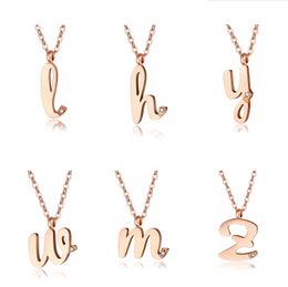 New fashion luxury designer rose gold titanium diamond zircon Letters short choker pendant necklace for women men