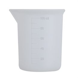 -100 ml Taza de medición transparente con cola de escala Herramientas de medición de silicona para hornear bricolaje Barra de cocina Accesorios de comidas Epacket gratis