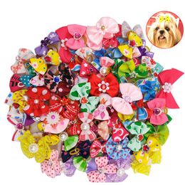 Wholesale Dog Grooming Bows Cat Dog Pet Head Flower Bow Jewellery Hairpin Dog Headband Teddy Rubber Band